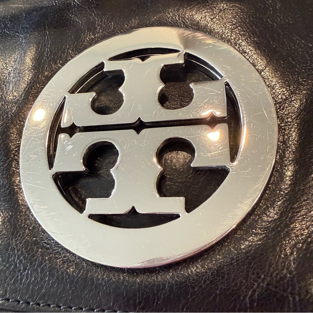 Tory Burch Black Leather Crossbody with Silver Logo and Chain - Picture 3 of 13